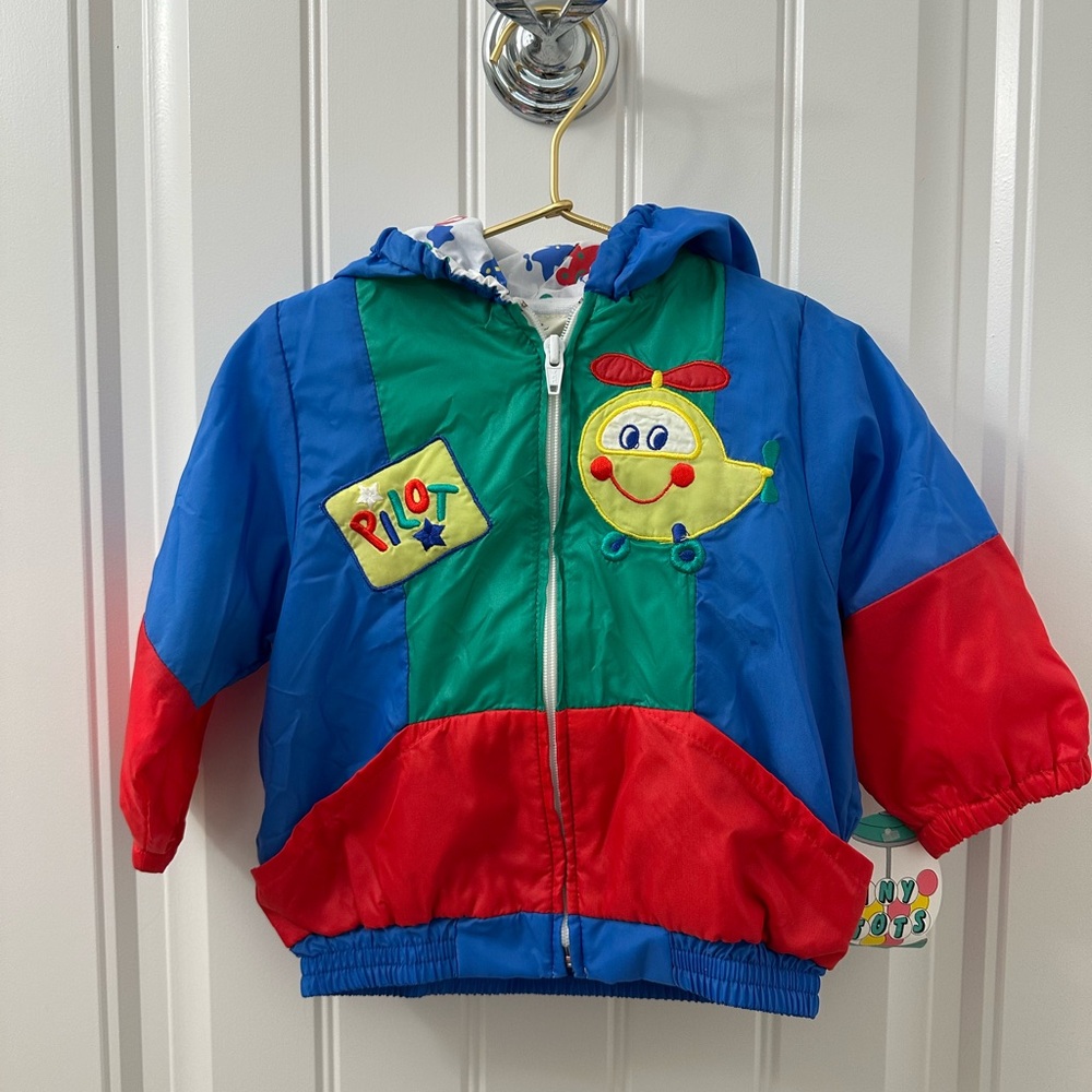 Vintage A Tiny Tots Original Colorblock Pilot Hoodie Jacket